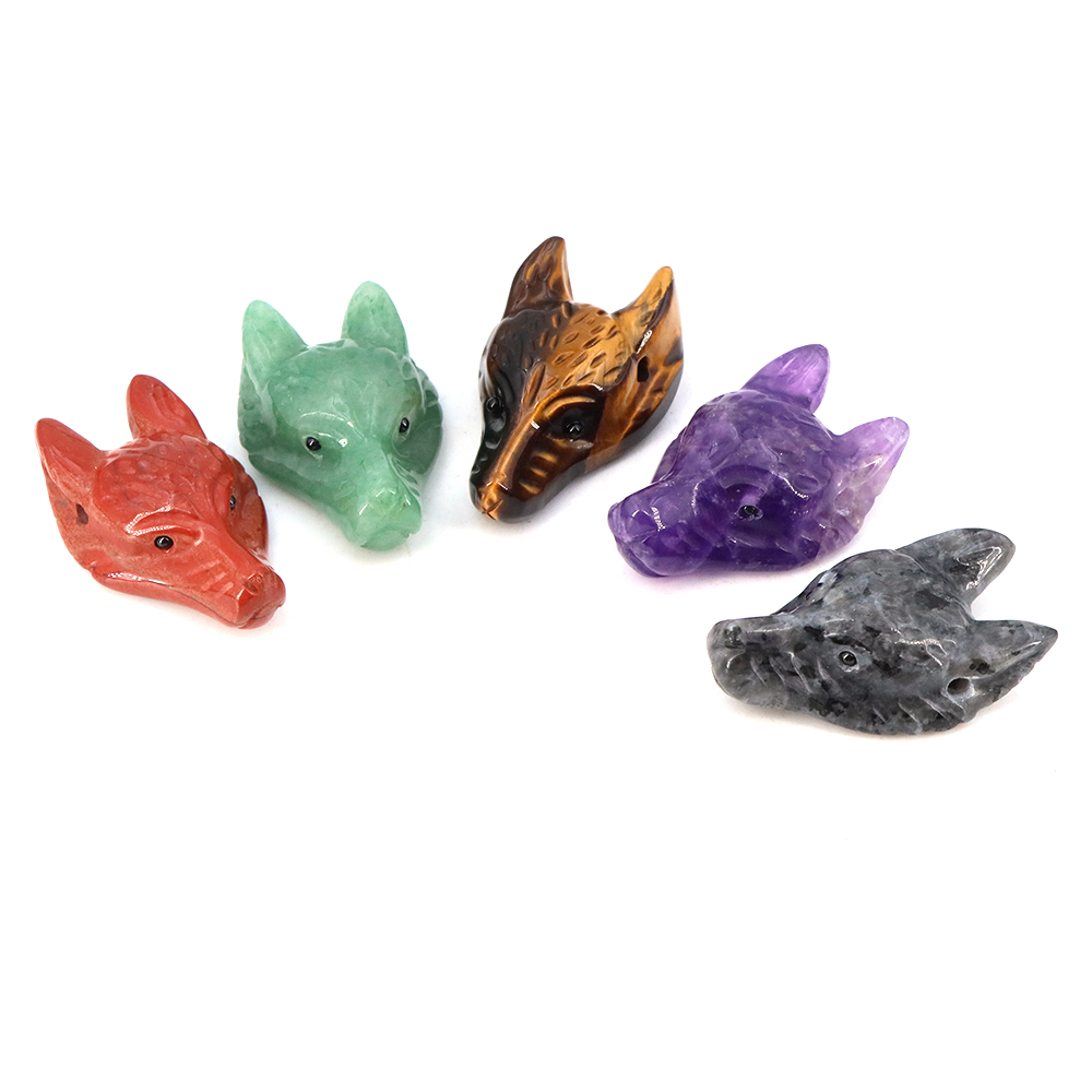 40mm Wolf Head Stone Pendant N - Crystal Pendant Necklace Natural Stone ulasan dan harga