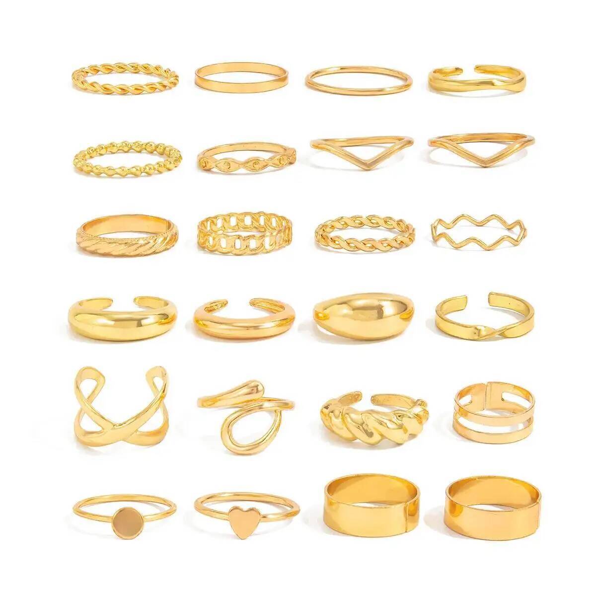 KunJoe 24Pcs/Set Trendy Irregu - Vintage Punk Knuckle Rings Set ulasan dan harga