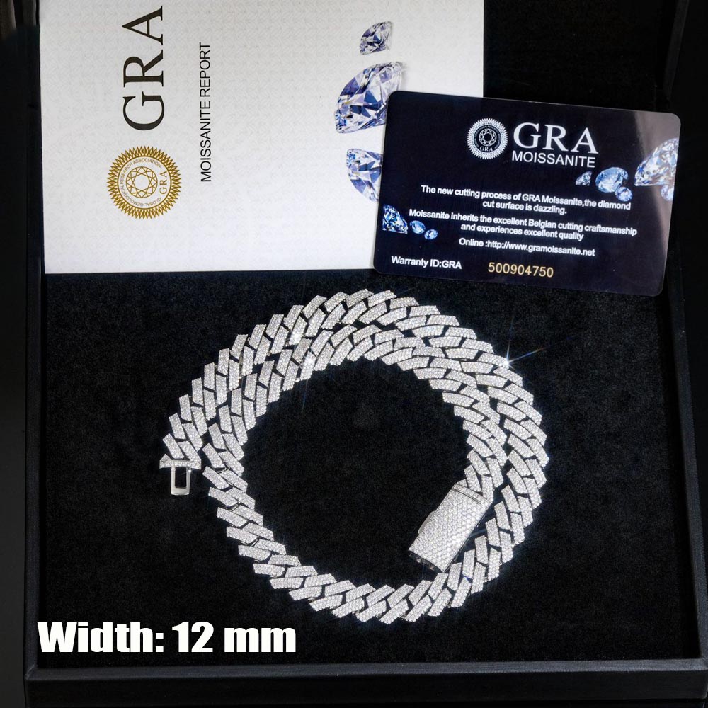 12mm 3 Rows Moissanite Iced Ou - Cuban Link Chain 12Mm ulasan dan harga