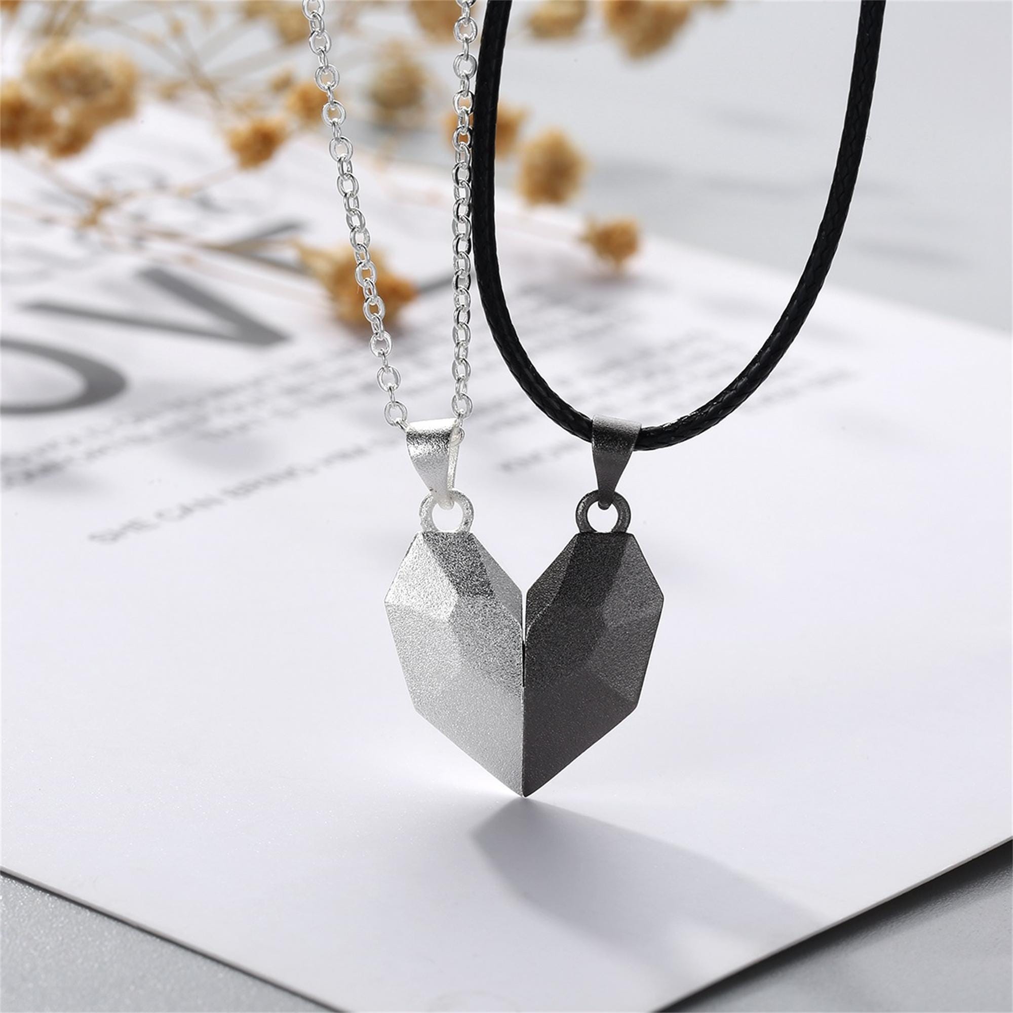 Custom couple magnetic heart n - Magnetic Couple Matching Necklaces ulasan dan harga