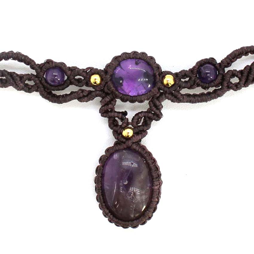Crystal Braided Macrame Stone  - Crystal Pendant Necklace Natural Stone ulasan dan harga