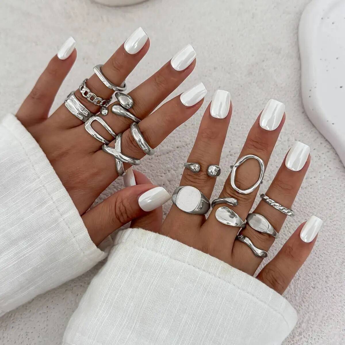 IngeSight.Z 14Pcs/Set Hip Hop  - Vintage Punk Knuckle Rings Set ulasan dan harga