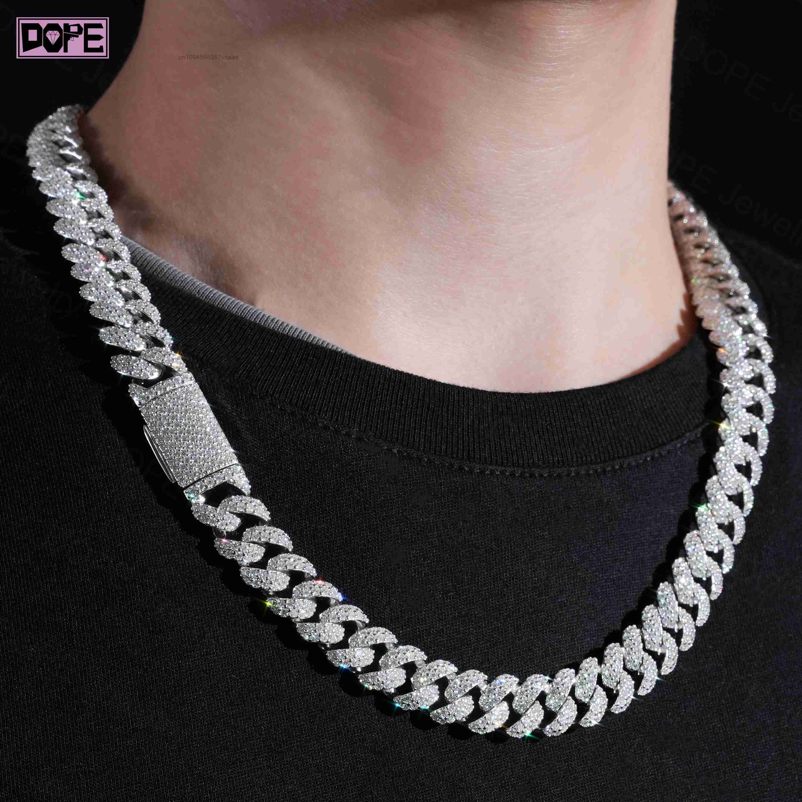 12mm Vvs Iced Out Moissanite C - Cuban Link Chain 12Mm ulasan dan harga