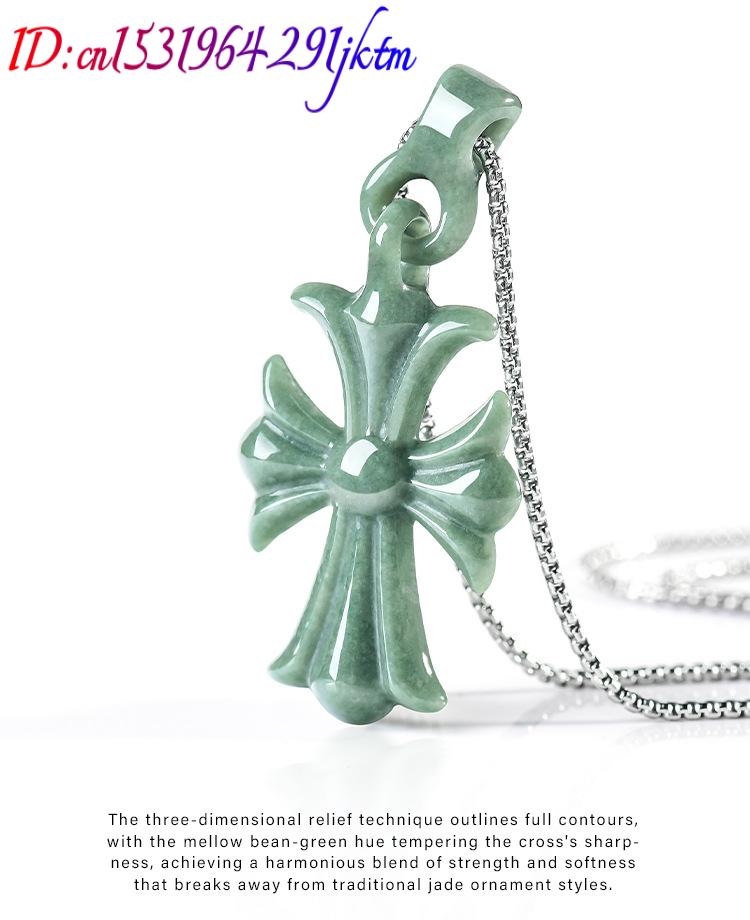 Natural Burmese Jadeite Cross  - Necklaces ulasan dan harga