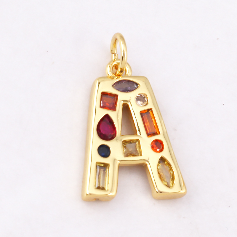 Fashion Colorful Zircon Real 1 - Initial Letter Necklace 18K Gold ulasan dan harga