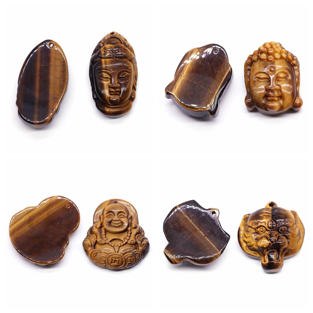 Natural Stones Tiger Eye Reiki - Crystal Pendant Necklace Natural Stone ulasan dan harga