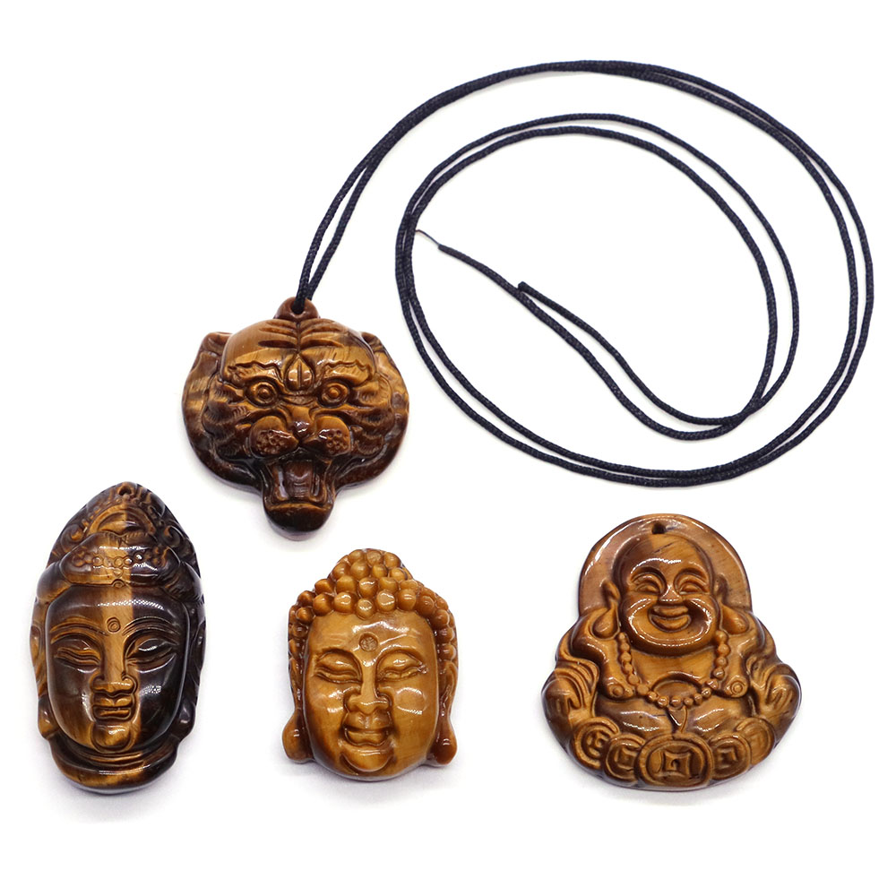 Natural Stones Tiger Eye Reiki - Crystal Pendant Necklace Natural Stone ulasan dan harga