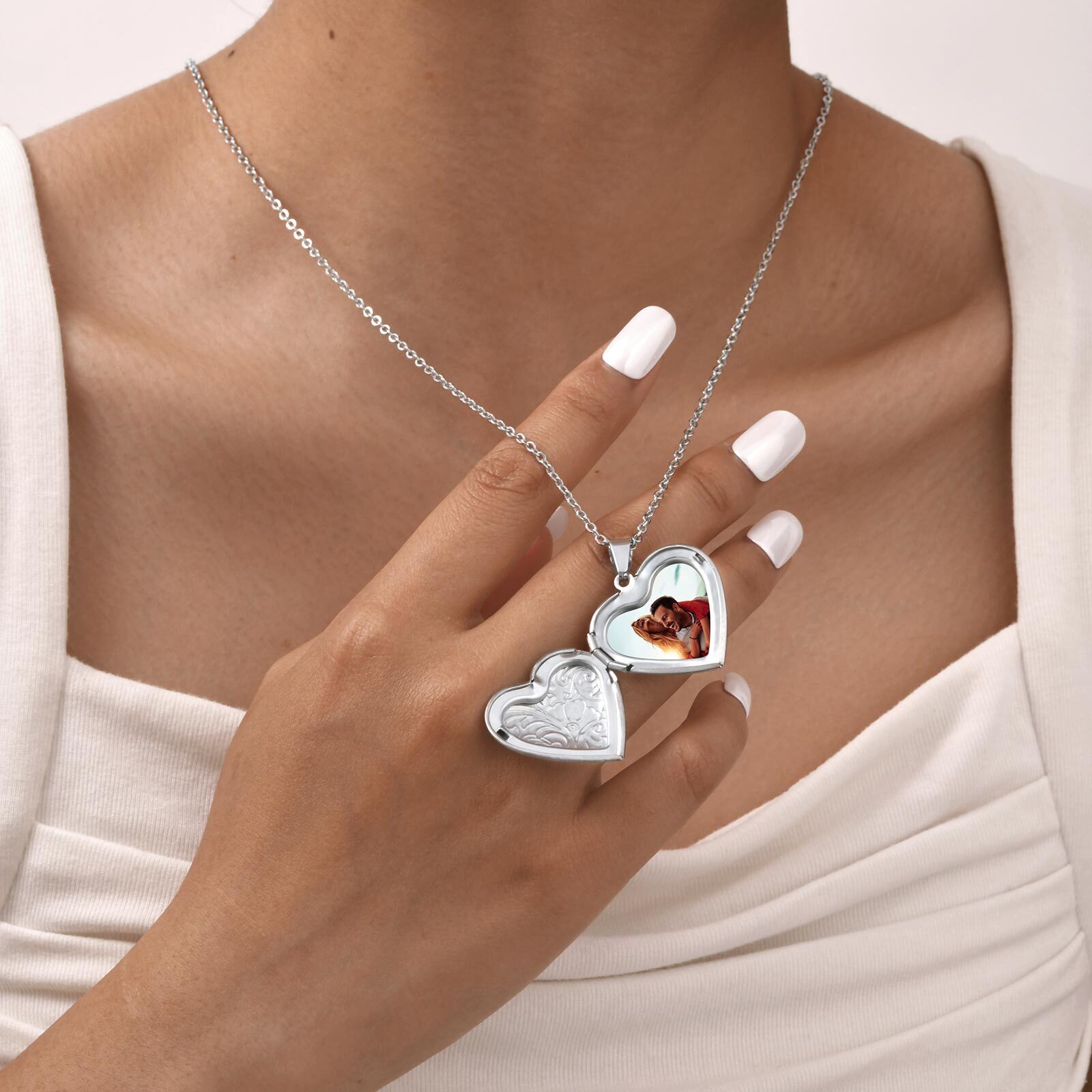Vnox Dainty Heart Photos Penda - Heart Locket Necklace Photo ulasan dan harga