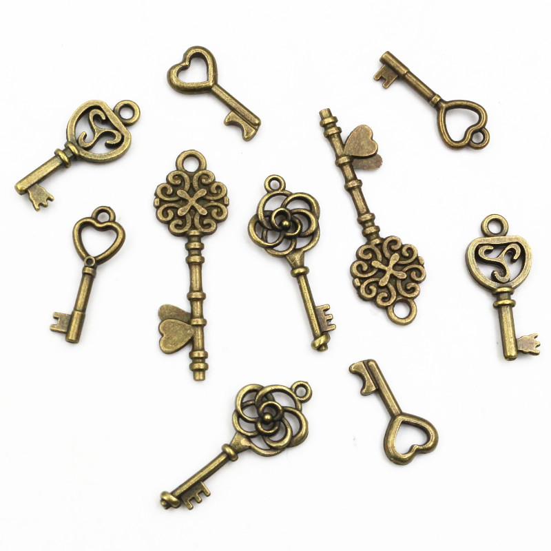 40pcs Key Charms Pendants Anti - Heart Locket Necklace Photo ulasan dan harga
