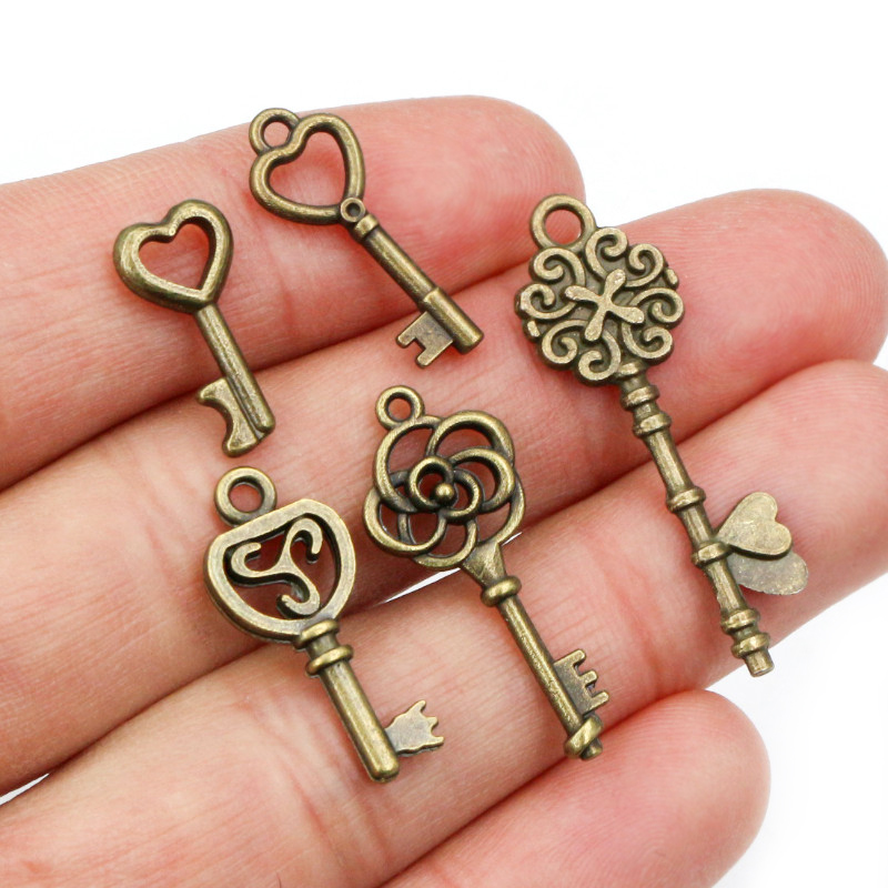 40pcs Key Charms Pendants Anti - Heart Locket Necklace Photo ulasan dan harga