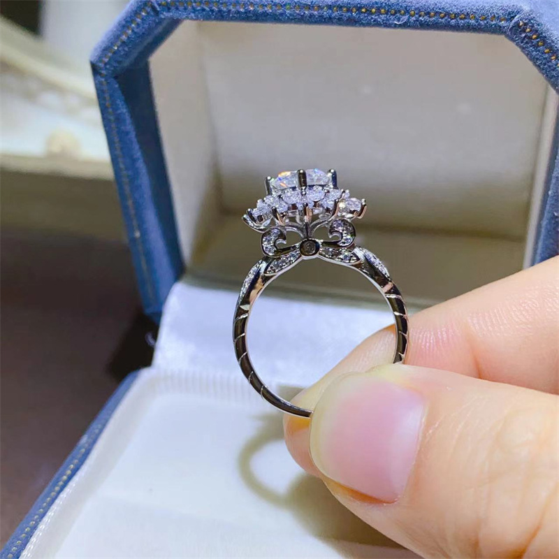 Luxury white gold solid platin - Moissanite Engagement Ring 1 Carat ulasan dan harga