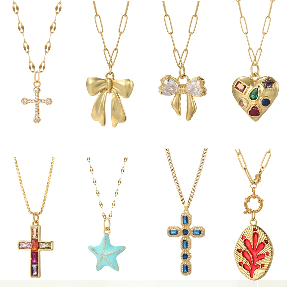 Cute Sea Star Shell Diy Neckla - Cross Pendant Necklace Gold ulasan dan harga