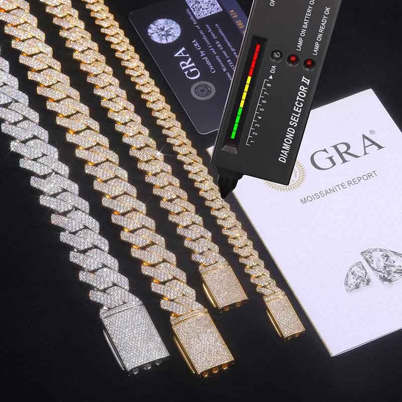 TUHE Unisex D Color Moissanite - Cuban Link Chain 12Mm ulasan dan harga