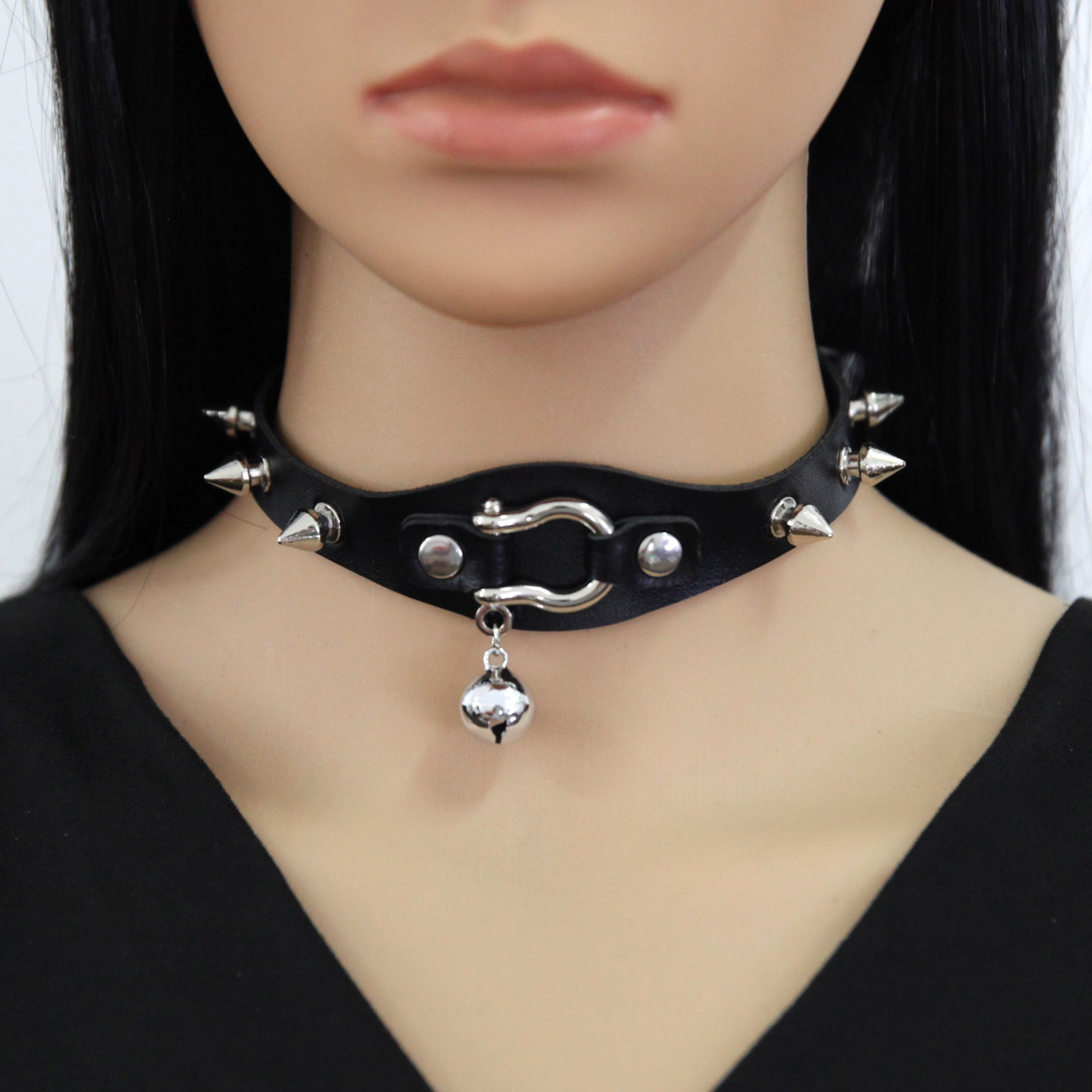 Black Spike Choker Necklace Ri - Goth Punk Spike Choker ulasan dan harga