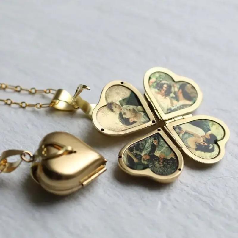 Vintage Folding Multi-Layer He - Heart Locket Necklace Photo ulasan dan harga