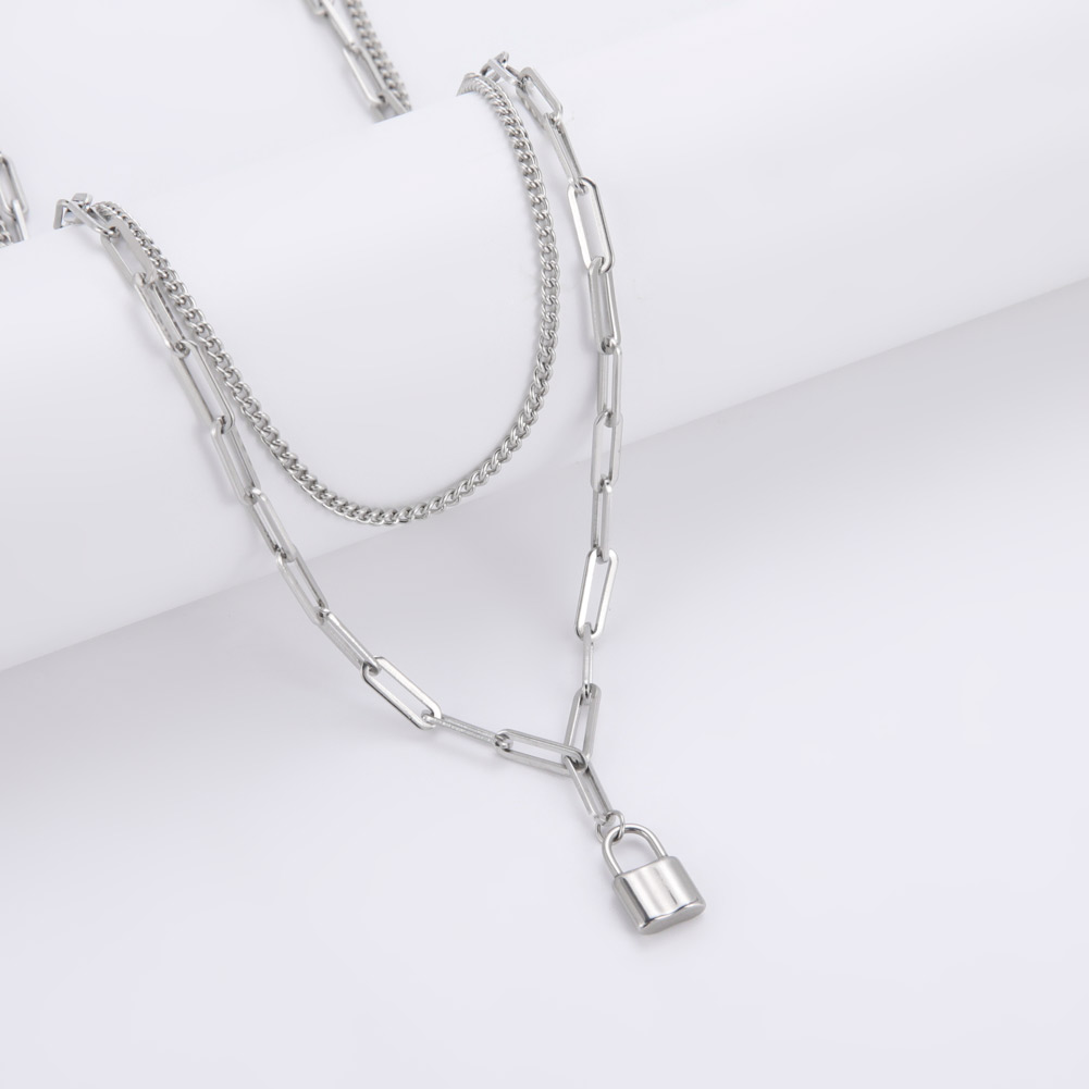Unift Aesthetic Padlock Pendan - Layered Pendant Necklace Aesthetic ulasan dan harga