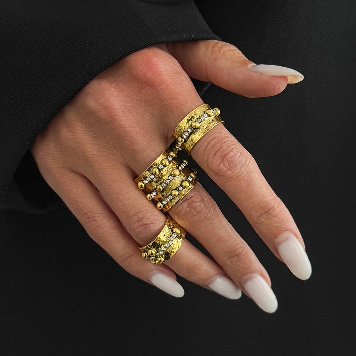 Ingemark 3Pcs Vintage Inlay Rh - Vintage Punk Knuckle Rings Set ulasan dan harga