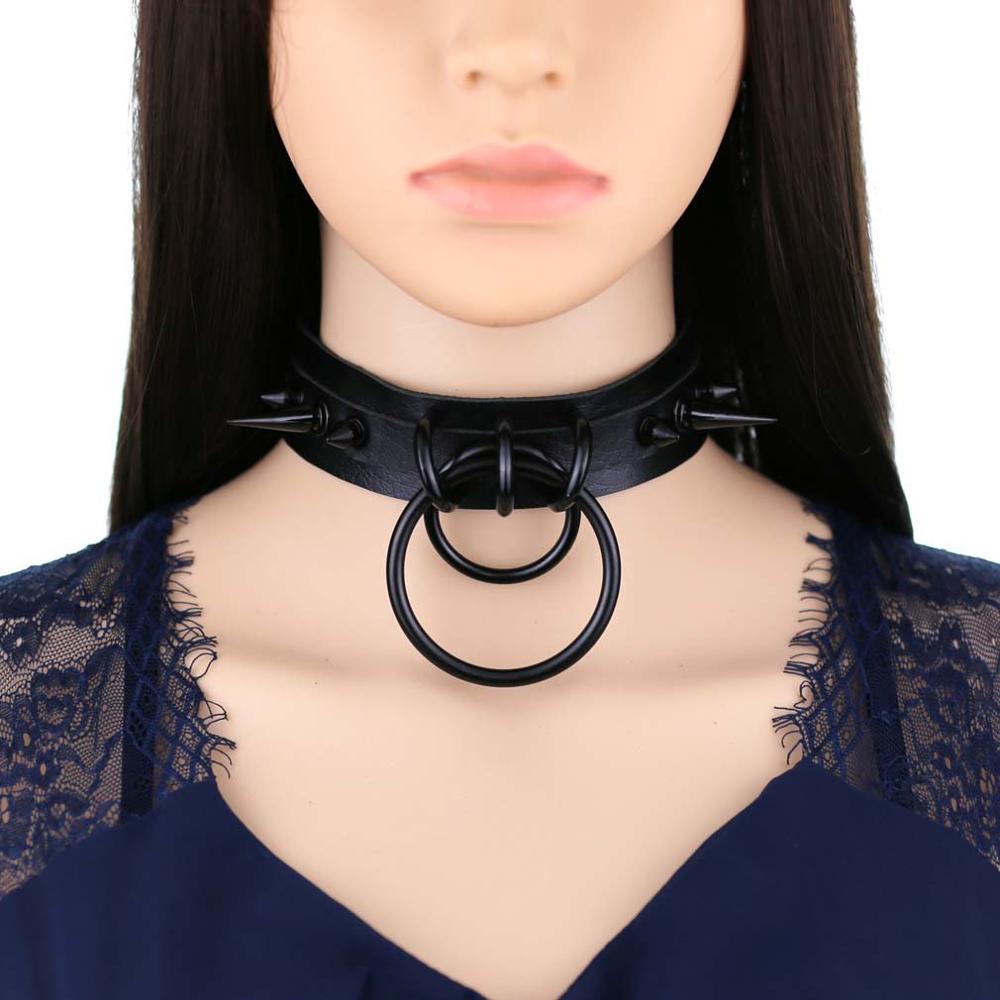 Black Spiked Choker Goth Leath - Goth Punk Spike Choker ulasan dan harga