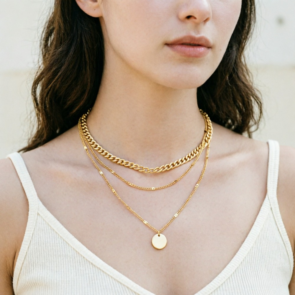 Aesthetic Fashion Retro Vintag - Layered Pendant Necklace Aesthetic ulasan dan harga