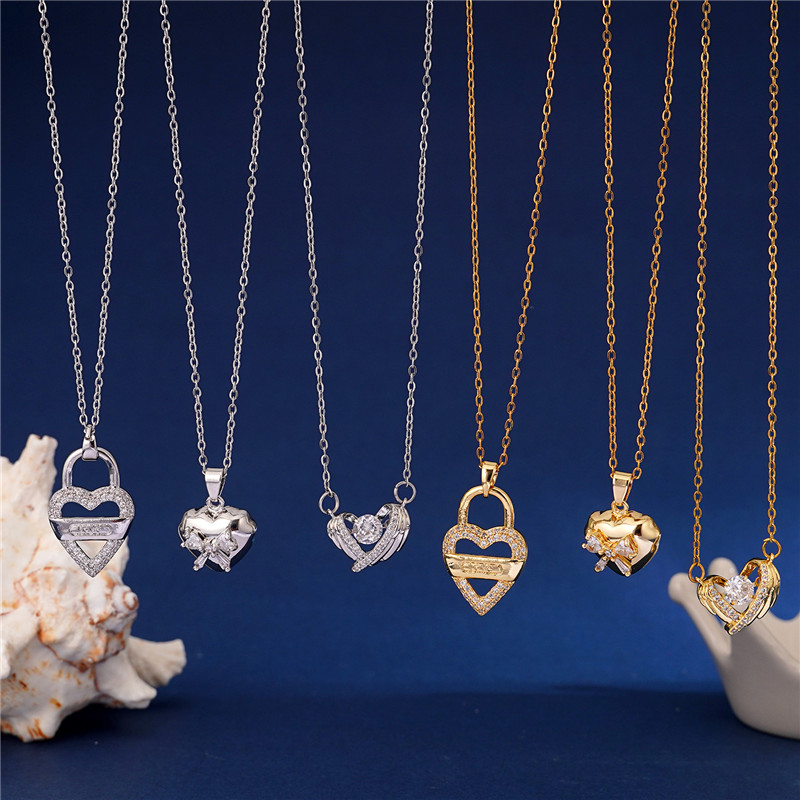 Light Luxury Locket Wing Heart - Heart Locket Necklace Photo ulasan dan harga