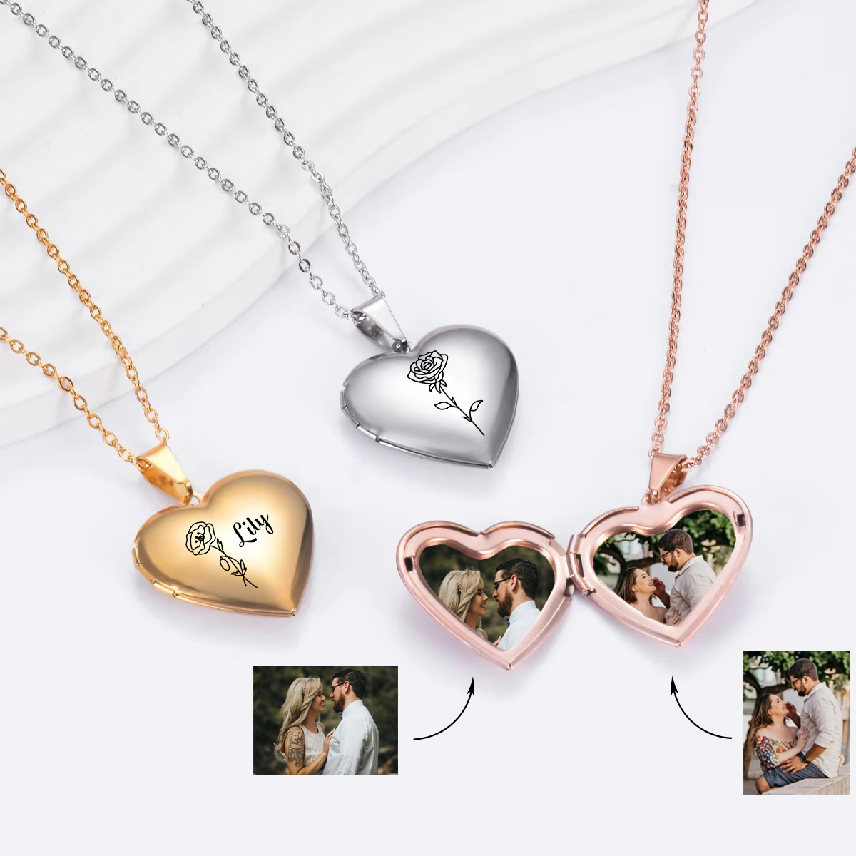 Custom Personalized Heart Birt - Heart Locket Necklace Photo ulasan dan harga