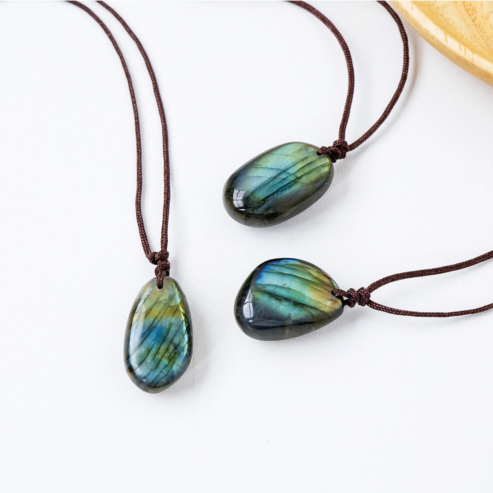 Natural Labradorite Pendant Ne - Crystal Pendant Necklace Natural Stone ulasan dan harga