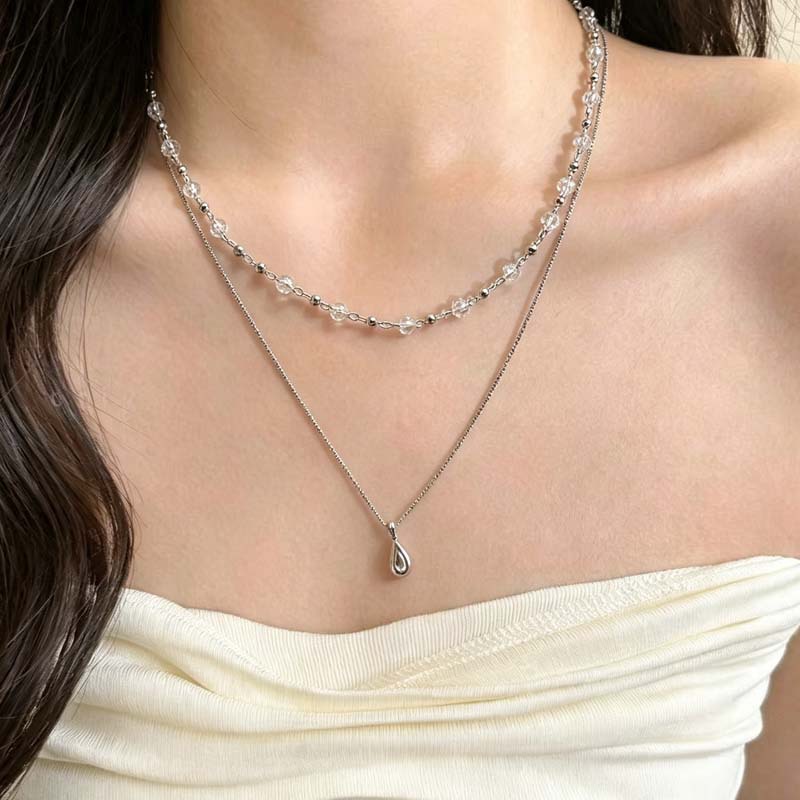 New Fashion Water Droplet Pend - Layered Pendant Necklace Aesthetic ulasan dan harga