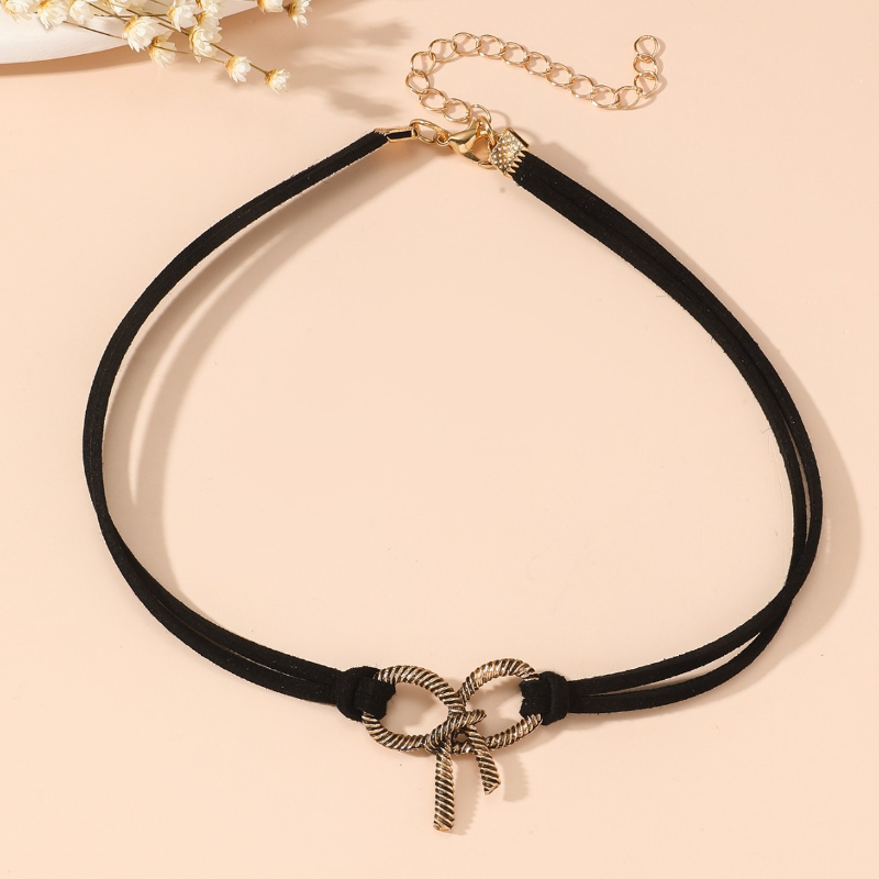 Vintage Metal Bow Choker Neckl - Layered Pendant Necklace Aesthetic ulasan dan harga