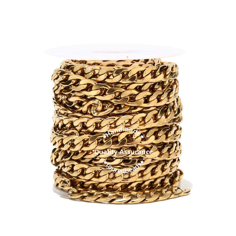 1m Gold Tone 12mm Width Heavy  - Cuban Link Chain 12Mm ulasan dan harga