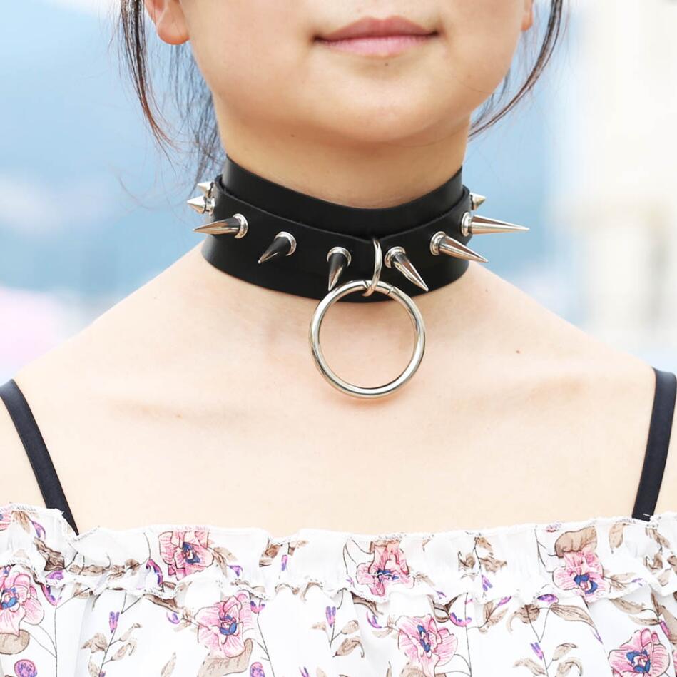 Long Spiked Choker Punk Collar - Goth Punk Spike Choker ulasan dan harga