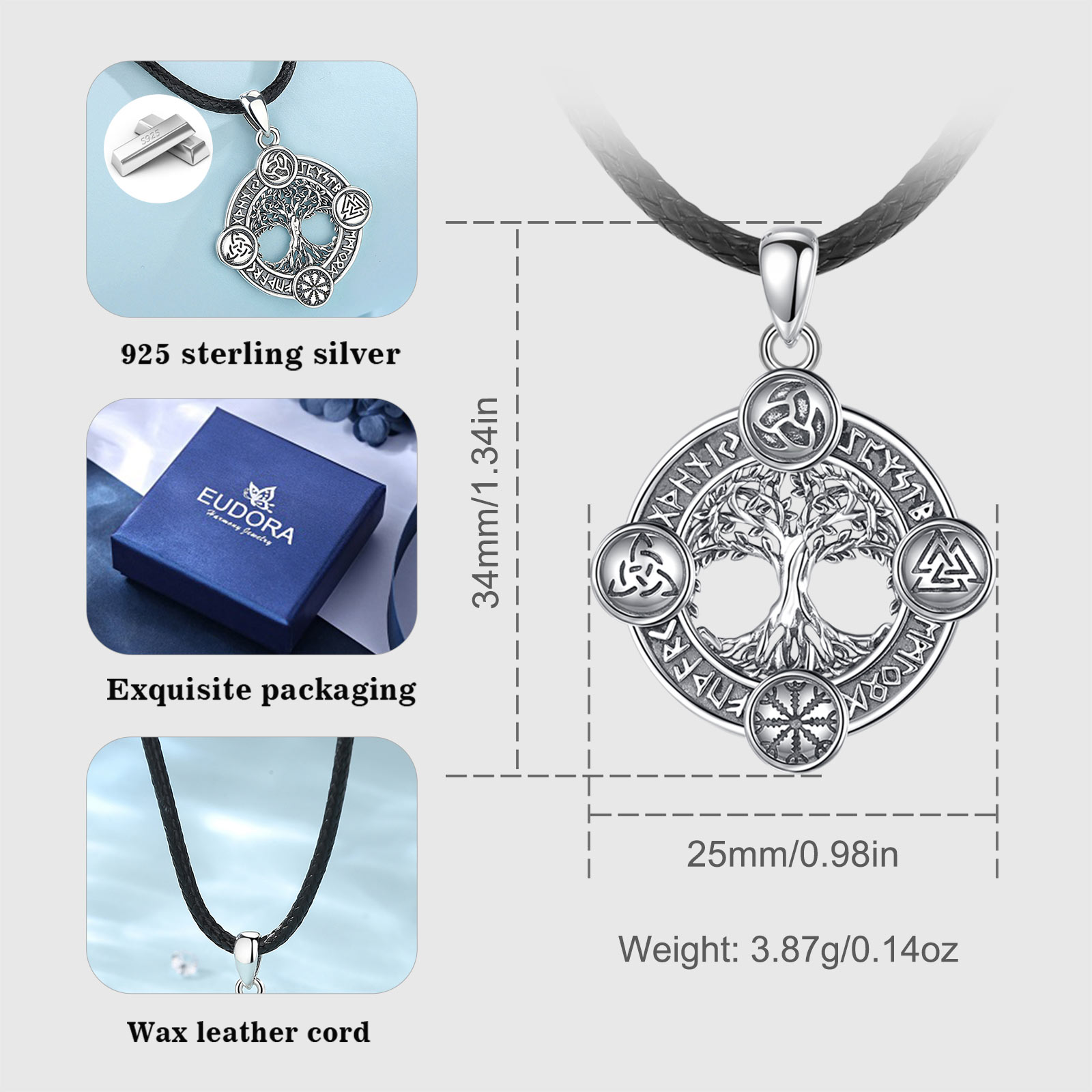 Eudora 925 Sterling Silver Tre - 925 Sterling Silver Chain Necklace Men ulasan dan harga