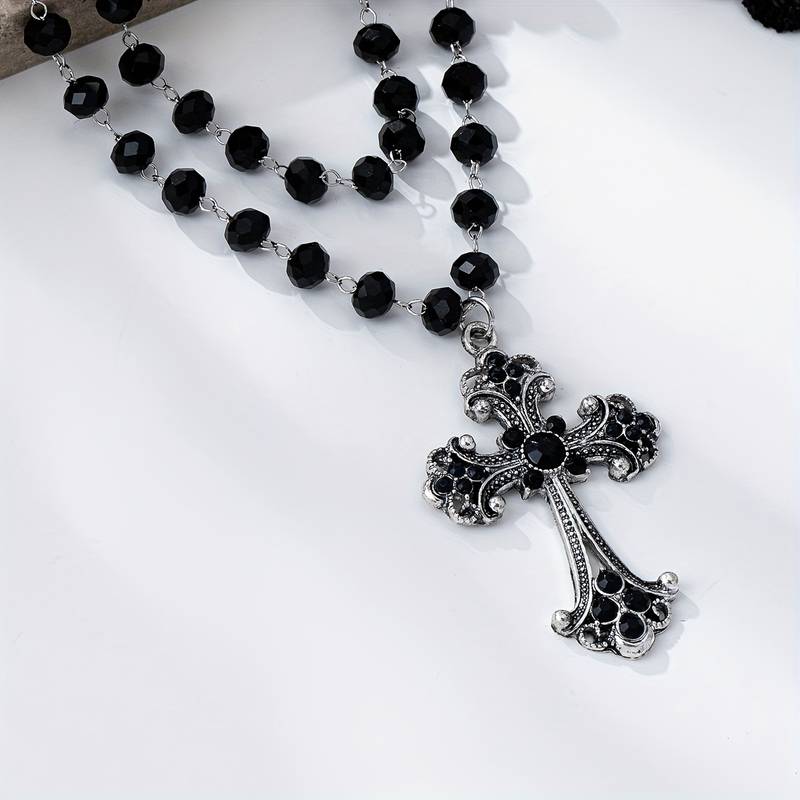 Y2K Grunge Gothic Layered Cros - Layered Pendant Necklace Aesthetic ulasan dan harga