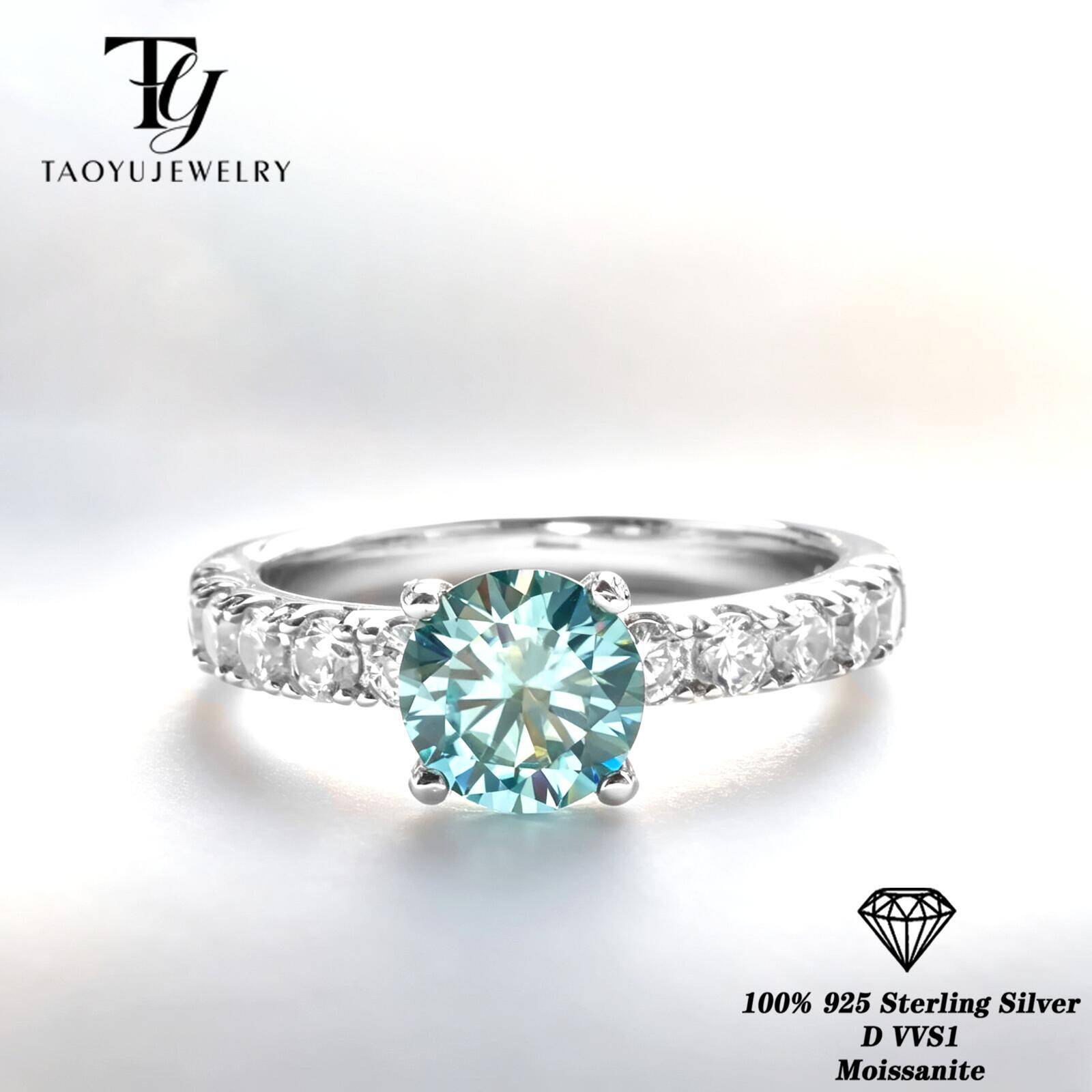 Classic 1 Carat Blue Color Moi - Moissanite Engagement Ring 1 Carat ulasan dan harga