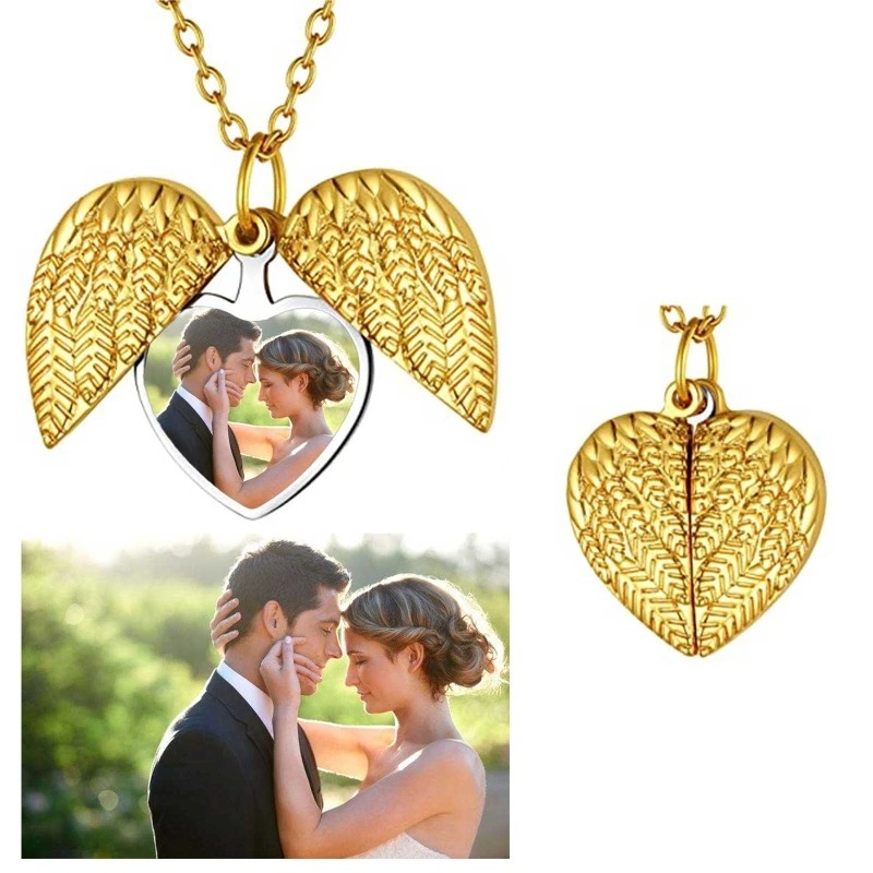Custom Photo Heart Locket Neck - Heart Locket Necklace Photo ulasan dan harga