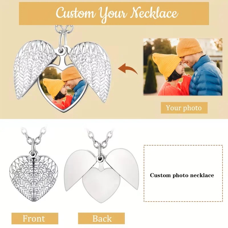 Custom Photo Heart Locket Neck - Heart Locket Necklace Photo ulasan dan harga