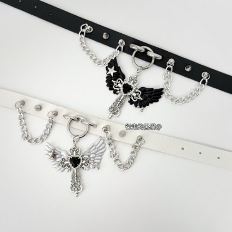 Gothic Subculture Angel Wing C - Layered Pendant Necklace Aesthetic ulasan dan harga