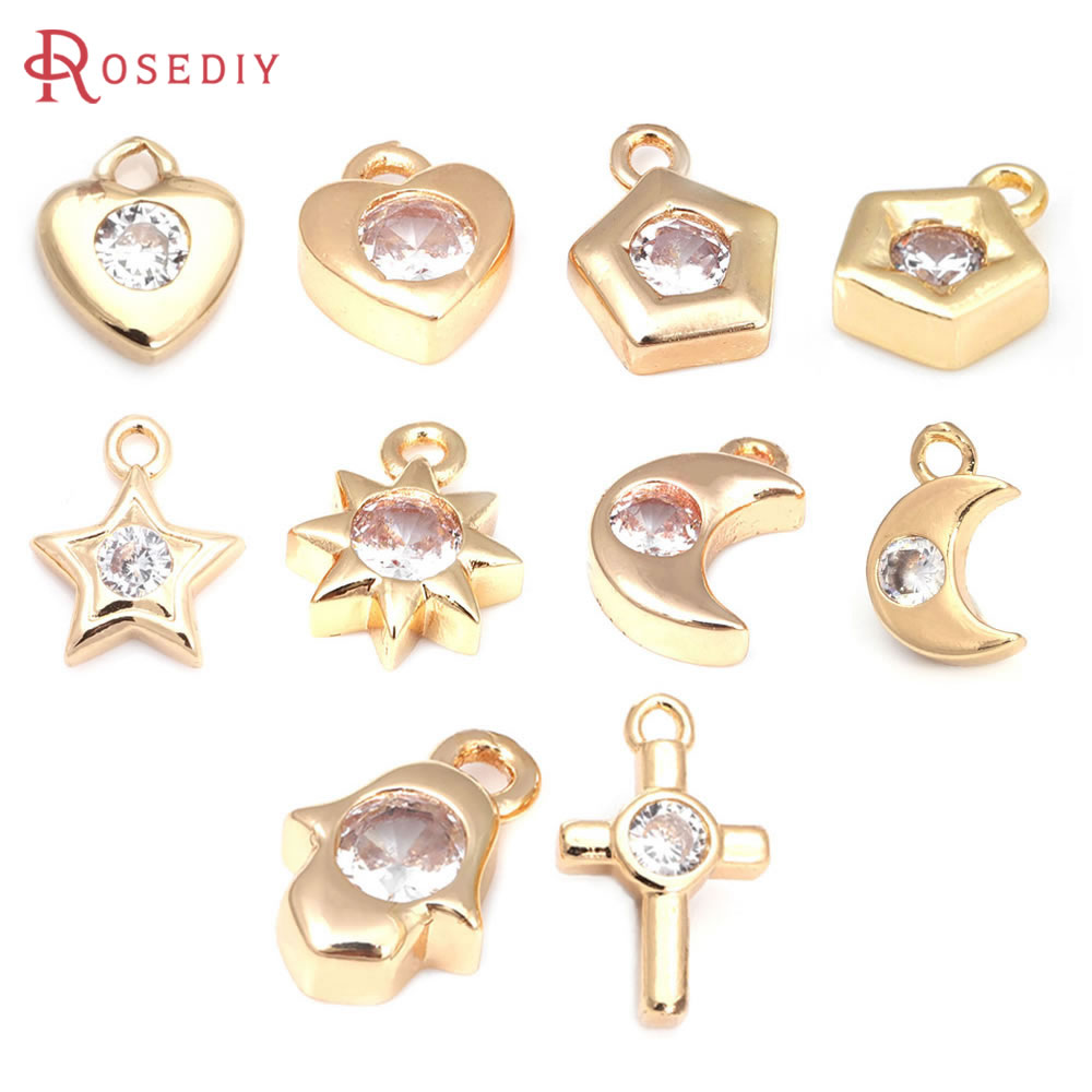 18K Gold Color Brass Zircon Cr - Cross Pendant Necklace Gold ulasan dan harga