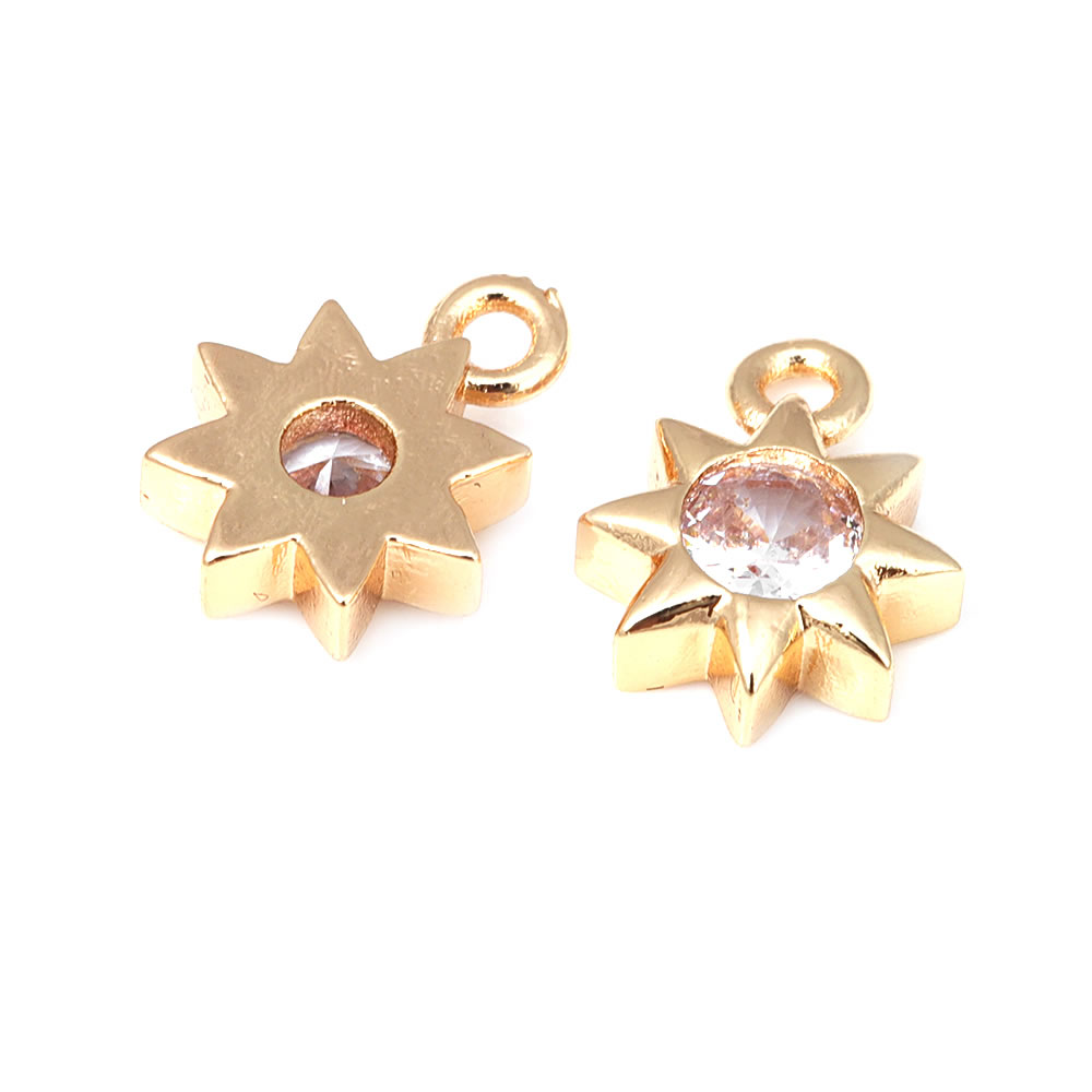 18K Gold Color Brass Zircon Cr - Cross Pendant Necklace Gold ulasan dan harga