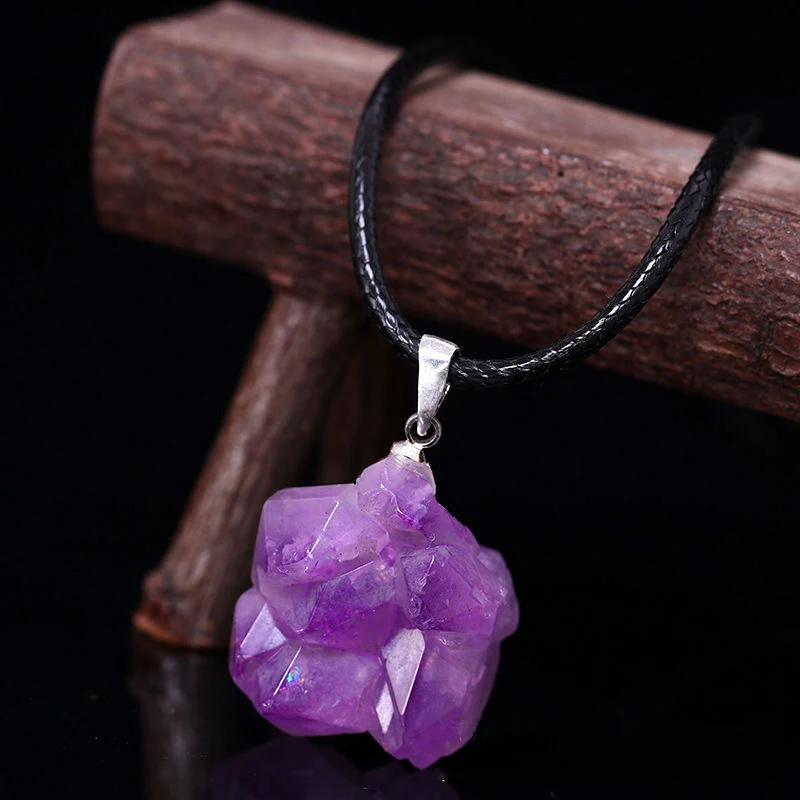Natural Amethysts Flower Neckl - Crystal Pendant Necklace Natural Stone ulasan dan harga