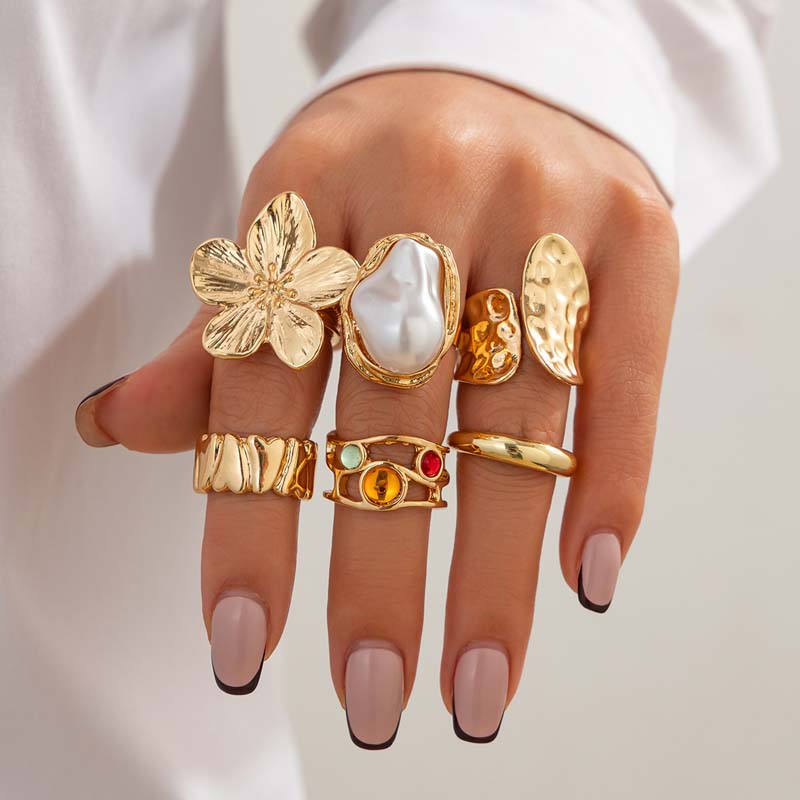 6pcs/Set Vintage Metal Flower  - Vintage Punk Knuckle Rings Set ulasan dan harga