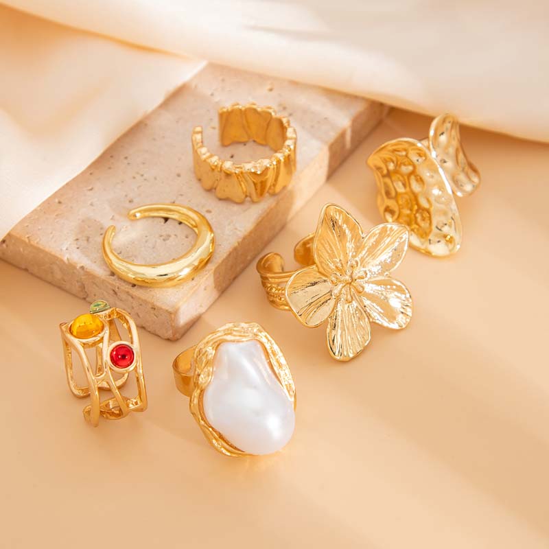 6pcs/Set Vintage Metal Flower  - Vintage Punk Knuckle Rings Set ulasan dan harga