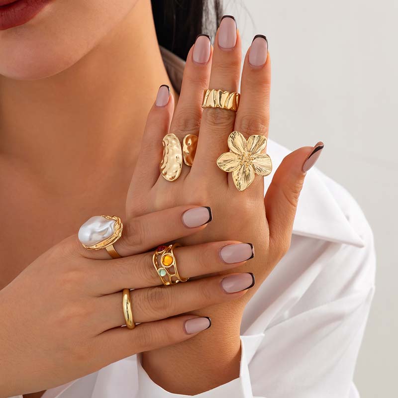 6pcs/Set Vintage Metal Flower  - Vintage Punk Knuckle Rings Set ulasan dan harga