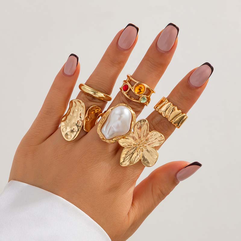 6pcs/Set Vintage Metal Flower  - Vintage Punk Knuckle Rings Set ulasan dan harga