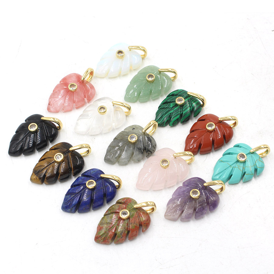 Natural Healing Crystal Leaf P - Crystal Pendant Necklace Natural Stone ulasan dan harga