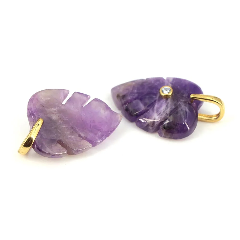 Natural Healing Crystal Leaf P - Crystal Pendant Necklace Natural Stone ulasan dan harga