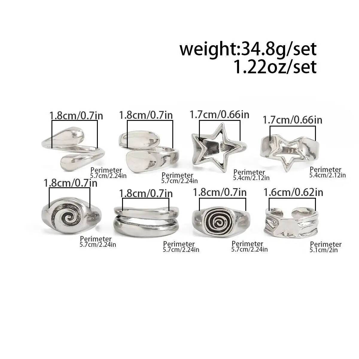Ingemark 8 Pcs/Set Gothic Pent - Vintage Punk Knuckle Rings Set ulasan dan harga
