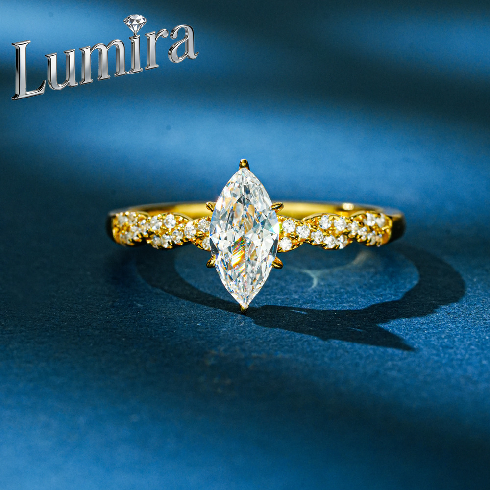 Lumira 100% 18K Gold Marquise  - Moissanite Engagement Ring 1 Carat ulasan dan harga