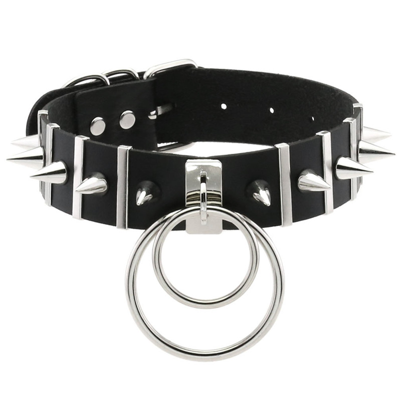 Pink Bondage Spike Choker Neck - Goth Punk Spike Choker ulasan dan harga