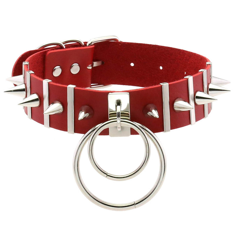 Pink Bondage Spike Choker Neck - Goth Punk Spike Choker ulasan dan harga