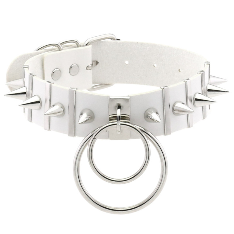 Pink Bondage Spike Choker Neck - Goth Punk Spike Choker ulasan dan harga